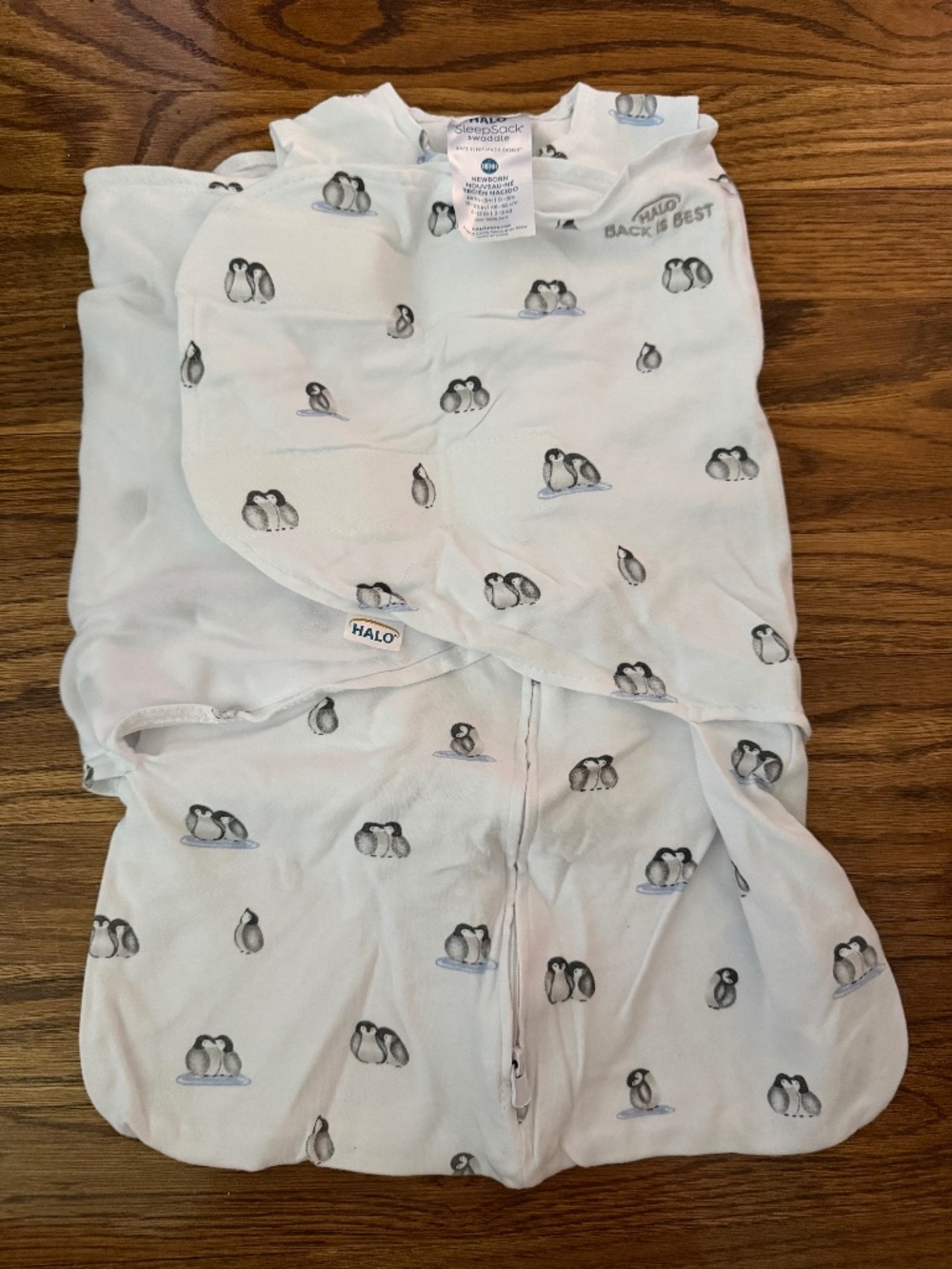HALO Sleepsack 100% Cotton Swaddle Wrap Newborn - Penguins
